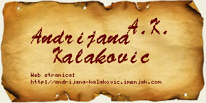 Andrijana Kalaković vizit kartica